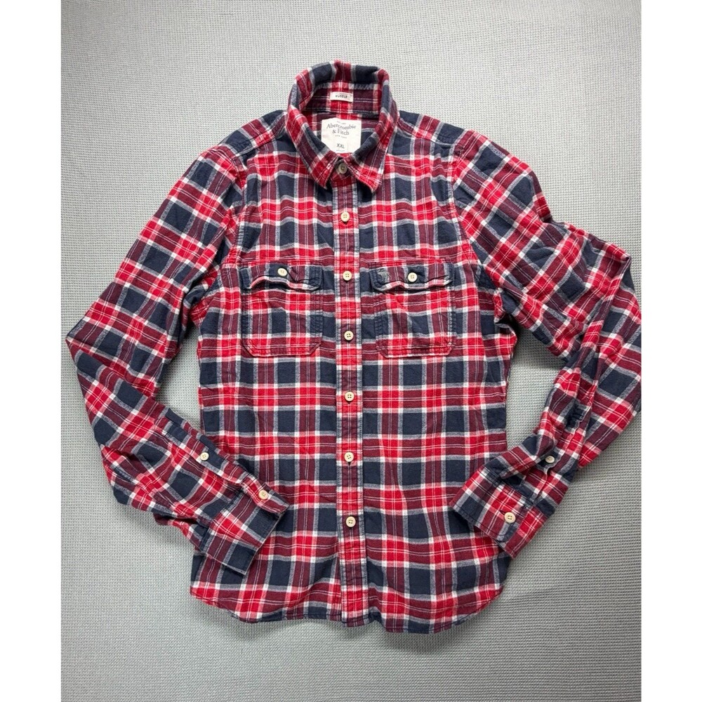 Abercrombie & Fitch Red Plaid Flannel Button Down Shirt
